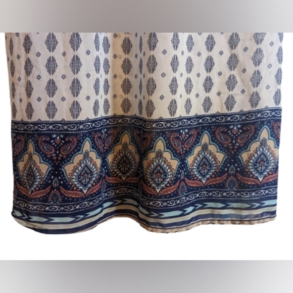 EUC iris embroidered navy bust cut out upper back boho strapless flowy maxi - Picture 6 of 8